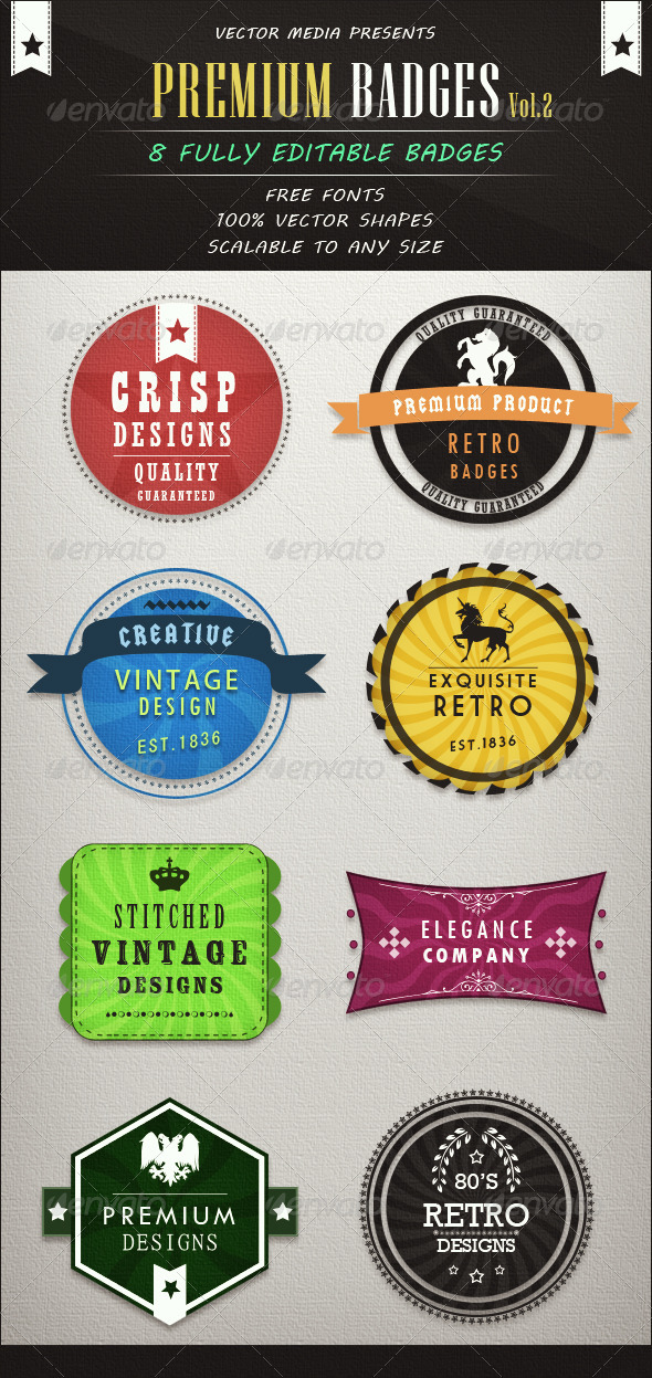 Premium Badges - Vol.2 - Badges & Stickers Web Elements