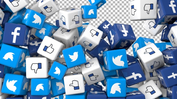 Social Media Icons Transition - Facebook, Twitter, Like