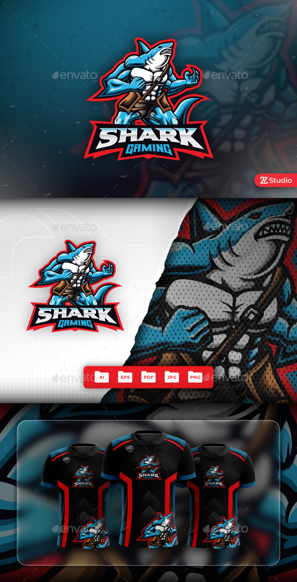 Shark Man Mascot Logo Design
