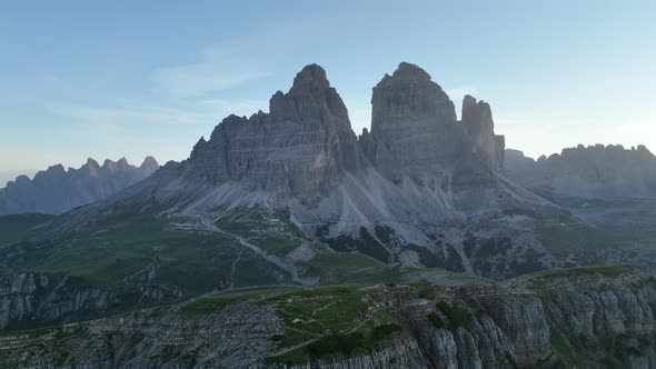 Beautiful Morning at Tre Cime di Lavaredo mountains alt
