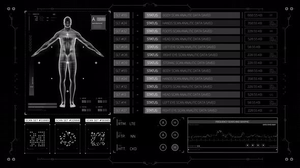 Futuristic medical UI HUD Head up display screen 3d render alt