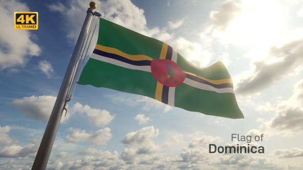Dominica Flag on a Flagpole - 4K alt
