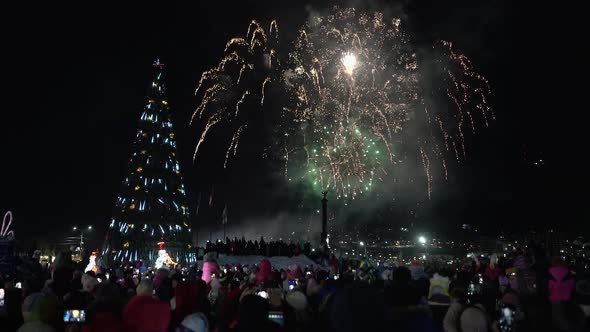 Festive Fireworks in Honor of Happy New Year