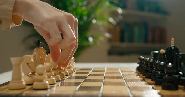 Close Up of Playing Chess Game