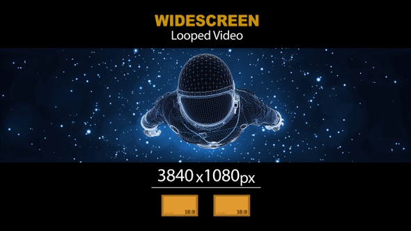 Widescreen Astronaut Flying Space Wireframe 01