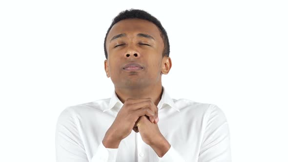 Praying Black Man on White Background alt