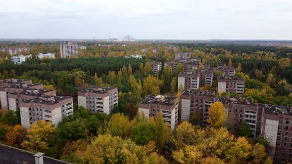 Drone Footage of Previously Chernobyl Residential Buildings alt