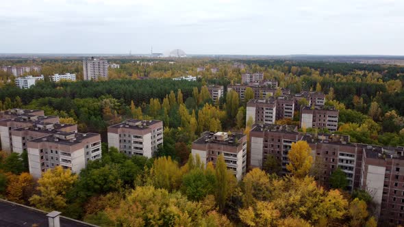 Drone Footage of Previously Chernobyl Residential Buildings