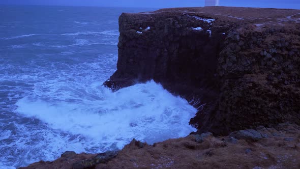 Iceland Rough Ocean Water Crashes Against Large Cliffs In Arnarstapi 3