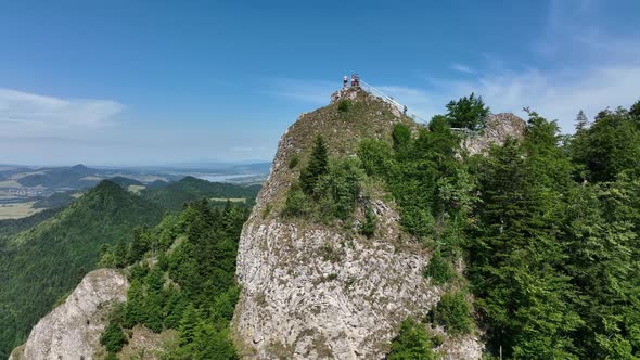 Aerial view of Trzy Korony mountain in Pieniny, Poland