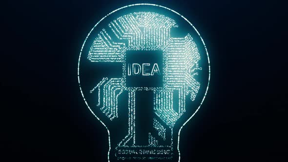 Light Bulb Idea Icon with Circuit Board Inside