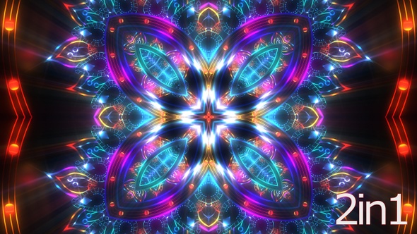 4k Neon Mandala Kaleido