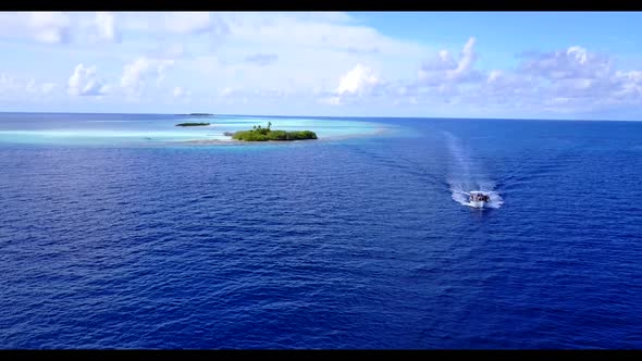 Aerial top view panorama of exotic seashore beach vacation by transparent ocean with white sandy bac alt