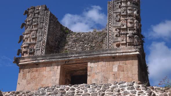 Decorative Details of Uxmal Archeological Site Ancient Mayan City in Yucatan Mexico
