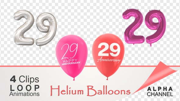 29 Anniversary Celebration Helium Balloons Pack