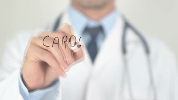 Cardiovascular Disease Doctor Writing on Transparent Glass alt