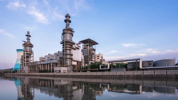 timelapse of thermal power station in city alt