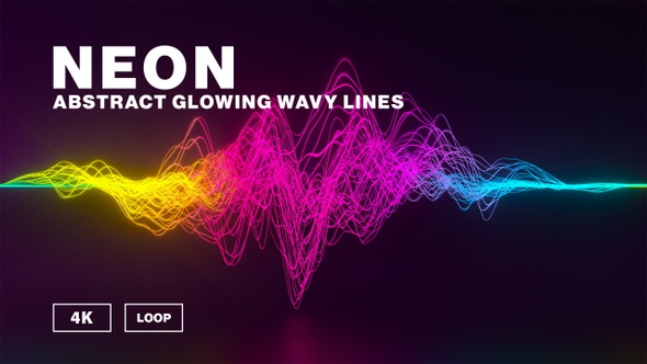 Abstract background with neon glowing bright wavy lines