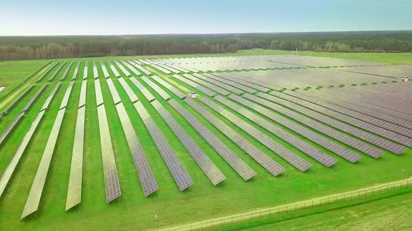 Ecology of Solar Power Plant Panels in the Fields Green Energy on a Sunny Day alt