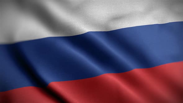 Russia Flag Closeup Blowing In Wind alt