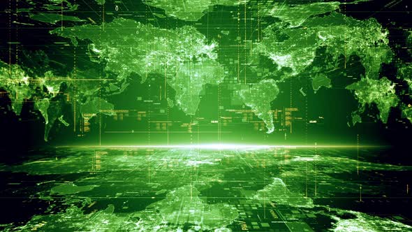Hi Tech It Digital Line Grid World Map Science And Technology Background alt