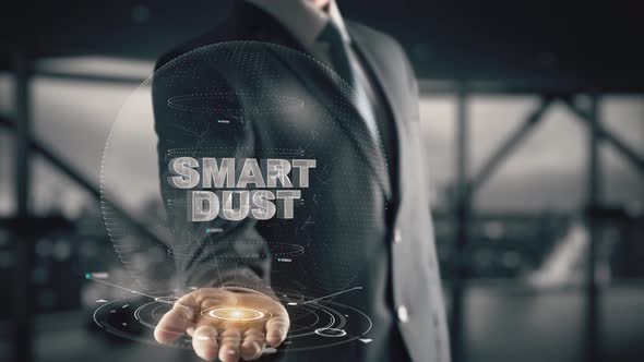 Businessman with Smart Dust Hologram Concept alt
