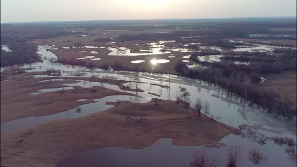 Aerial Video of a Spring Flood alt