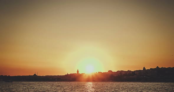 Istanbul. Uskudar view at sunset in Turkey.