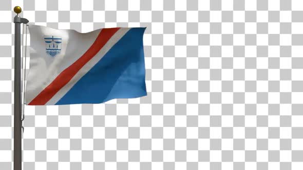 St. Albert City Flag (Alberta) on Flagpole with Alpha Channel alt