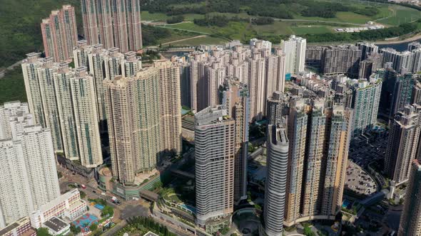 Aerial view of Hong Kong city