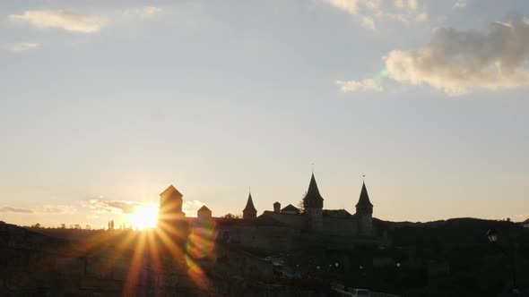 Evening view of Kamianets-Podilskyi Castle alt