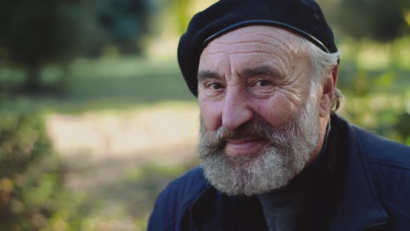 Cheerful Smiling at Camera of Wrinkled Aged Senior alt