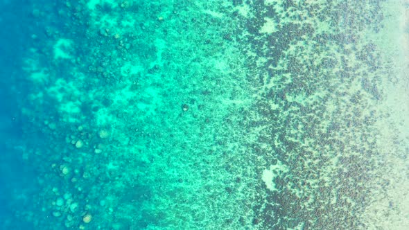 Beautiful calm sea background water texture, Green Blue Turquoise ocean with coral reef, high angle. alt