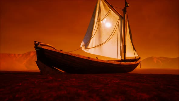Fishing or Fisherman Boat Abandoned in Desert alt