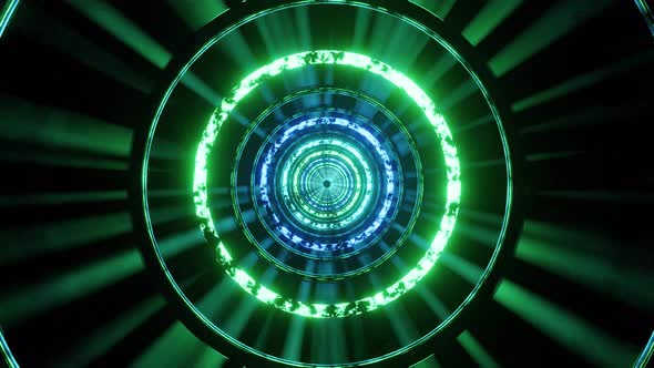 Green And Blue Circled Tunnel Vj Loop Background 4K alt
