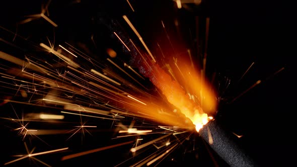 Bengal Fire Sparkling Lights Burning in Front of Black Background Closeup  Footage Slow Motion alt