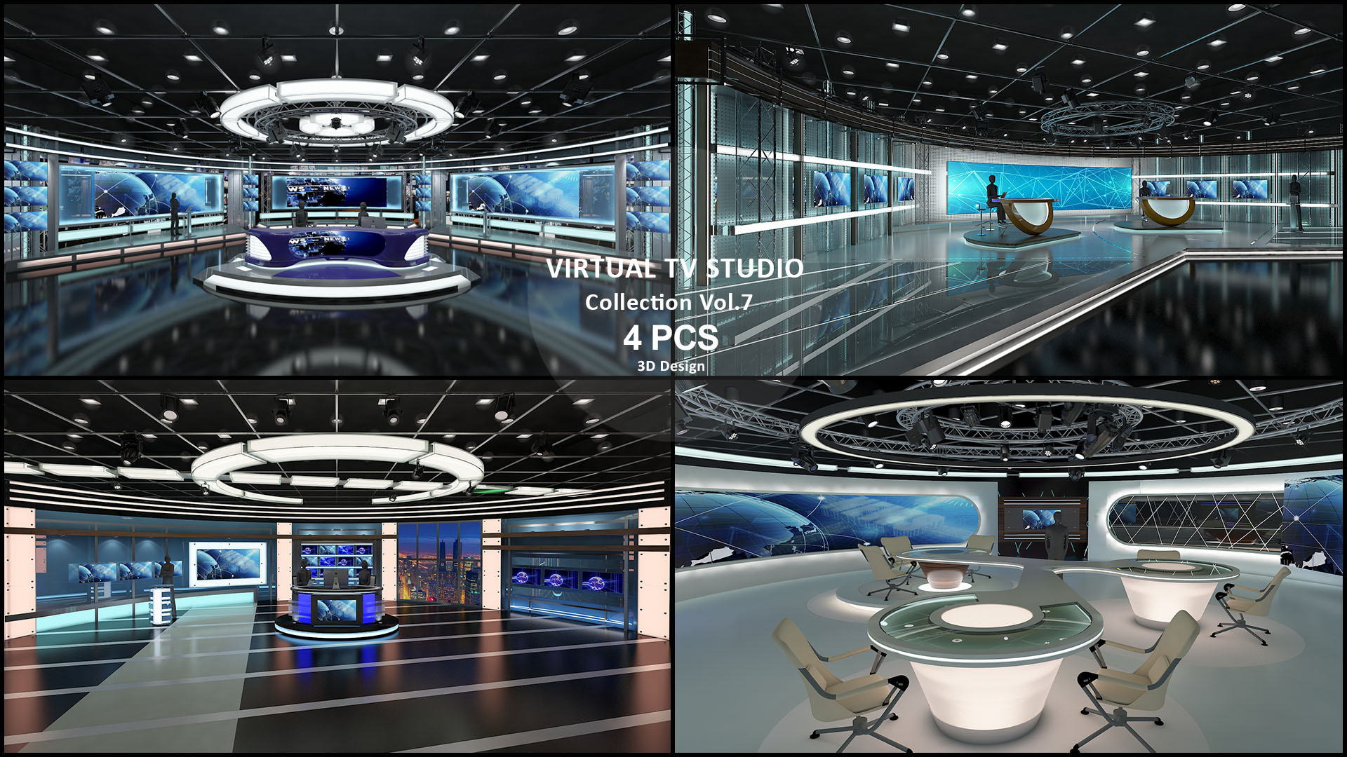 Virtual TV Studio Sets - Collection Vol 7 - 4 PCS DESIGN