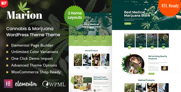 Marion – Cannabis & Marijuana WordPress Theme