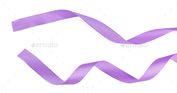 Lilac ribbon bow isolated on white background Stock Photo by FabrikaPhoto