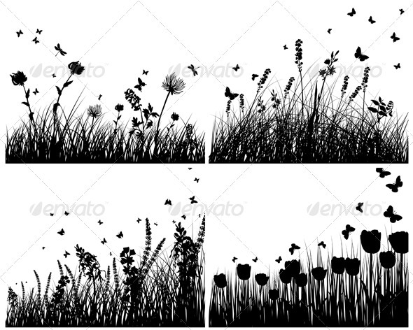 Meadow Silhouette Set - Flowers & Plants Nature