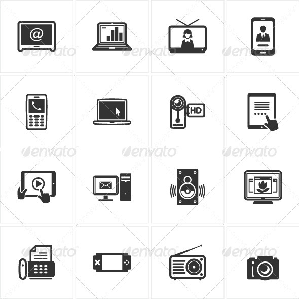 Black Electronics Icons - Technology Icons