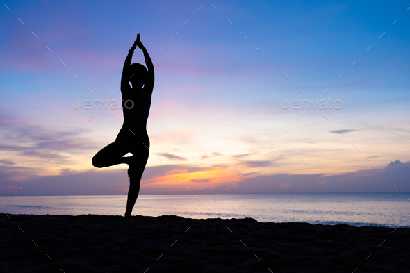 Browse Free HD Images of Beach Yoga Pose- In Sand At Sunset