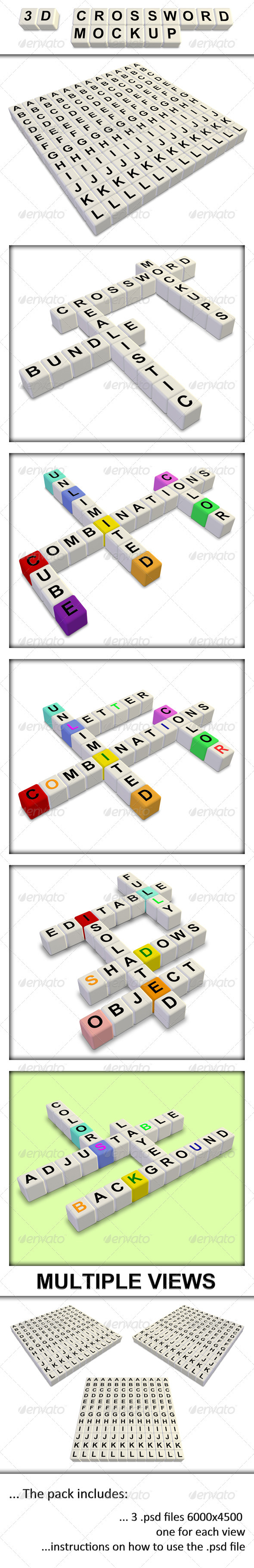 Multilingual 3d Crossword Mockup (12x12) - Miscellaneous Product Mock-Ups