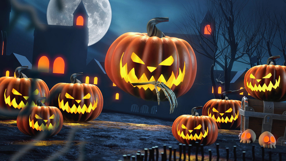 Halloween Scary Living Pumpkins - Loop