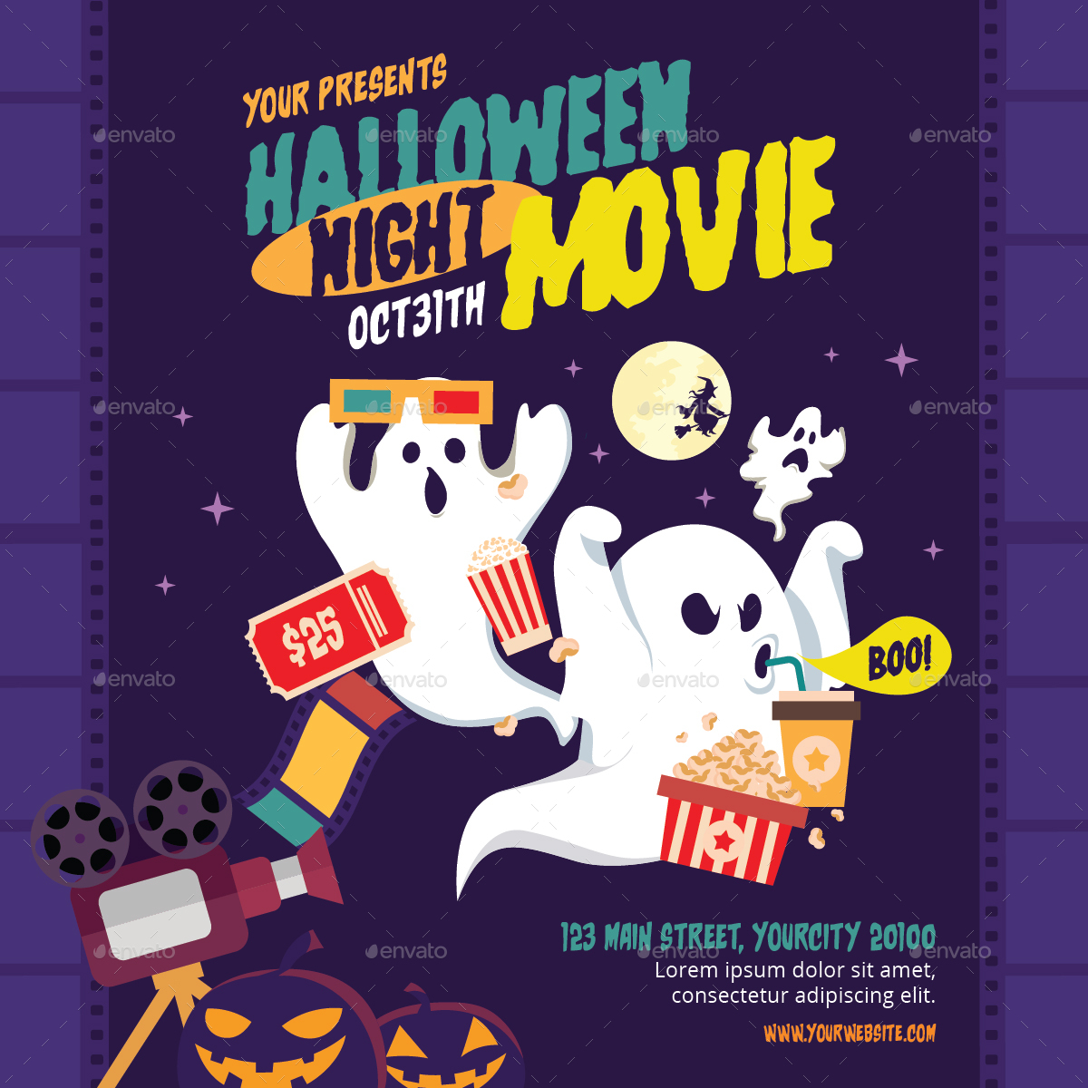 Halloween Movie Night Flyer by Creativestoree | GraphicRiver