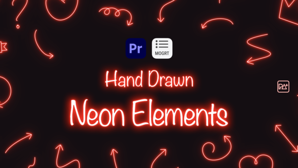 Hand Drawn Neon Elements For Premiere Pro