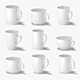 10 Mugs Shapes - white ceramic cups with different forms and sizes