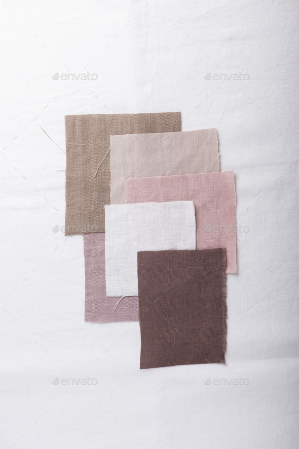 Linen fabric samples in pastel colors - Stock Photo - Images