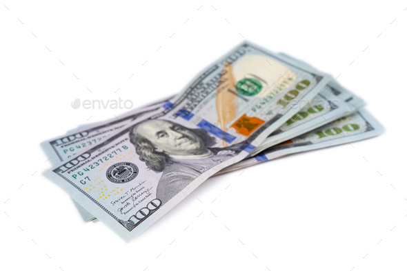 Pile of New Design US Dollar Bills on White Background - Stock Photo - Images