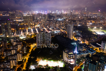Top view of Hong Kong at night
